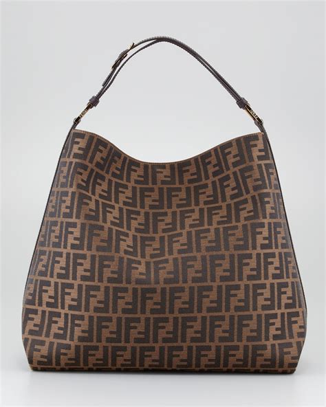 FENDI Zucca Large Hobo Tobacco 786762 